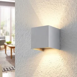 Arcchio væglampe Zuzana, kantet, aluminiumsfarvet, G9, 10 cm