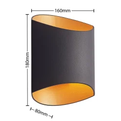 Arcchio Vilja væglampe, sort, guld, oval