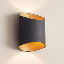 Arcchio Vilja væglampe, sort, guld, oval