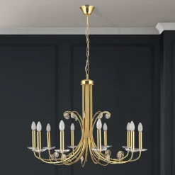 Ariane lysekrone, guldfarvet, Ø 92 cm, krystal, 10 lyskilder.