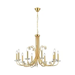 Ariane lysekrone, guldfarvet, Ø 92 cm, krystal, 10 lyskilder.