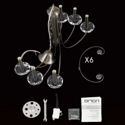 Ariane lysekrone, nikkel, Ø 67,5 cm, krystal, 5 lyskilder.