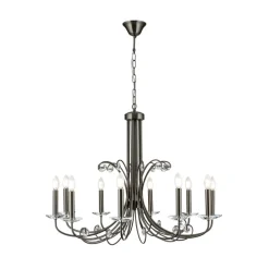 Ariane lysekrone, nikkel, Ø 92 cm, krystal, 10 lyskilder.