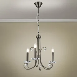 Ariane lysekrone, nikkelfarvet, Ø 50 cm, krystal, 3 lyskilder.