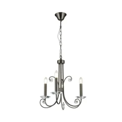 Ariane lysekrone, nikkelfarvet, Ø 50 cm, krystal, 3 lyskilder.