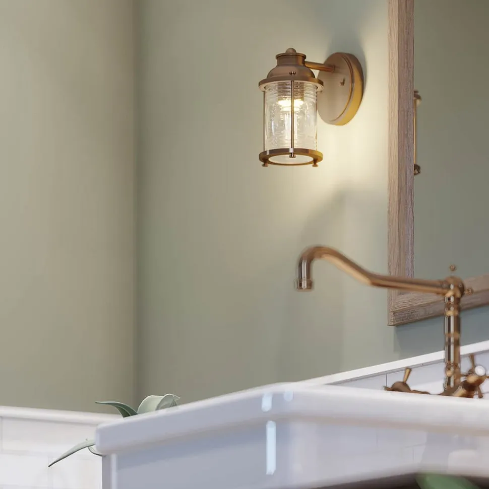 Ashland Bay bad-væglampe, messing, 1 lyskilde