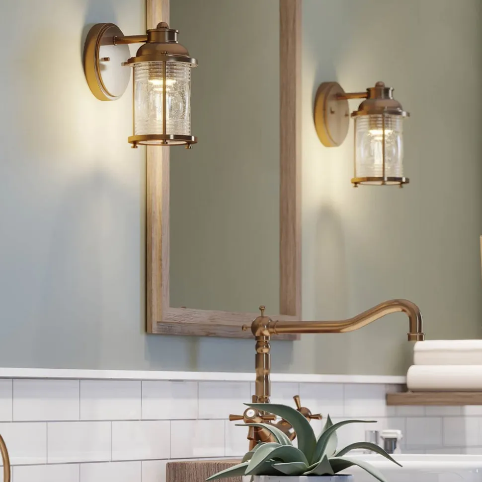 Ashland Bay bad-væglampe, messing, 1 lyskilde