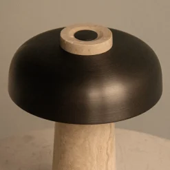 Audo bordlampe, sand/bronze, sten, 24,5 cm