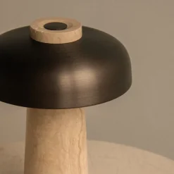 Audo bordlampe, sand/bronze, sten, 24,5 cm