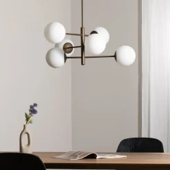 Aurora hængelampe, brun, Ø 60 cm, 6 lyskilder, glas, E14