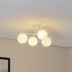 Aurora loftlampe, hvid, Ø 50 cm, 4 lyskilder, glas, E14