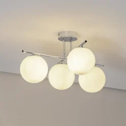 Aurora loftlampe, krom, Ø 50 cm, 4 lyskilder, glas, E14