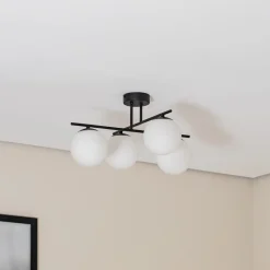 Aurora loftlampe, sort, Ø 50 cm, 4 lyskilder, glas, E14