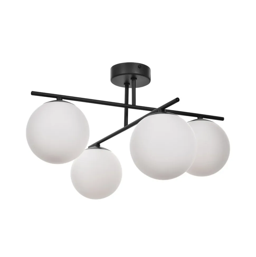 Aurora loftlampe, sort, Ø 50 cm, 4 lyskilder, glas, E14