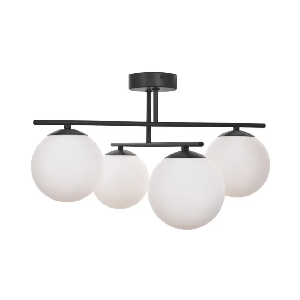 Aurora loftlampe, sort, Ø 50 cm, 4 lyskilder, glas, E14