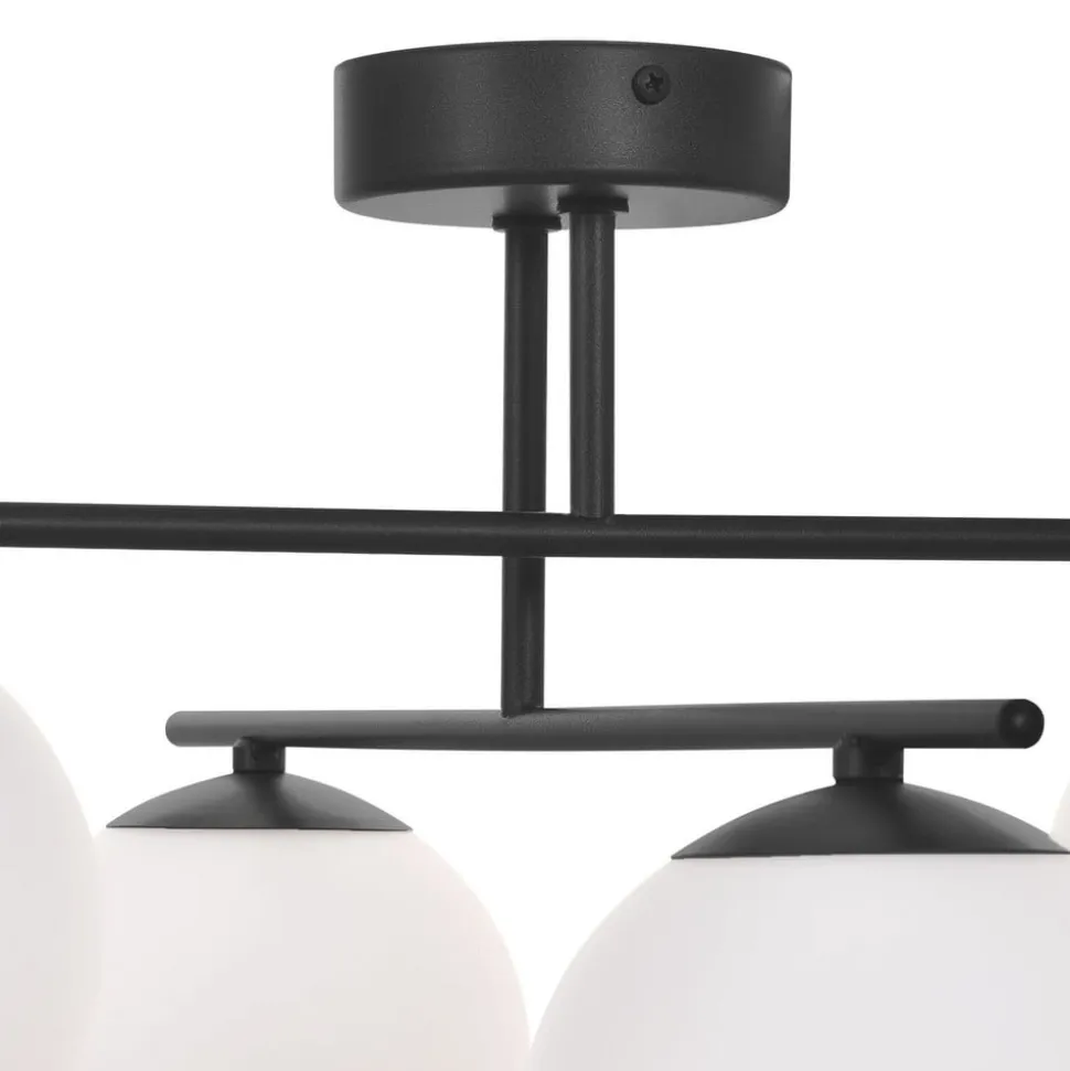 Aurora loftlampe, sort, Ø 50 cm, 4 lyskilder, glas, E14