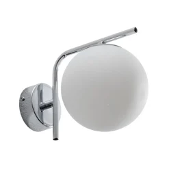 Aurora væglampe, kromfarvet, glas, 17 cm, kugle, E14