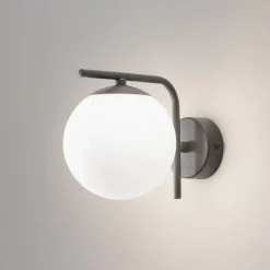 Aurora væglampe, sort, glas, 17 cm høj, kugle, E14