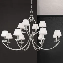 Avala - pragtfuld lysekrone i nikkel og hvid