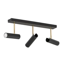 Axion loftlampe, 3 lyskilder, sort/guld, lang, stål