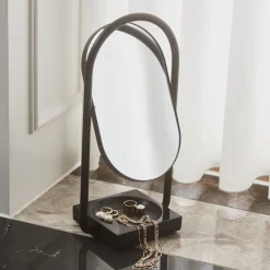 AYTM Angui bordspejl, sort, højde 35 cm, glas, marmor