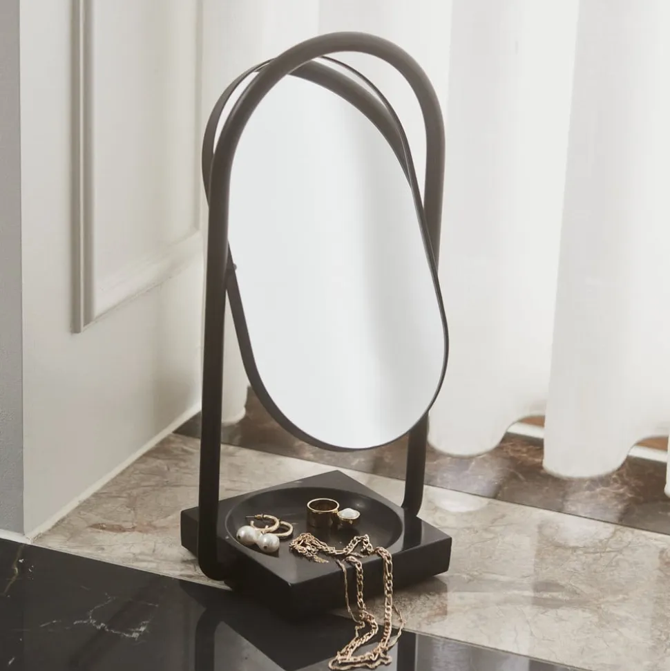 AYTM Angui bordspejl, sort, højde 35 cm, glas, marmor