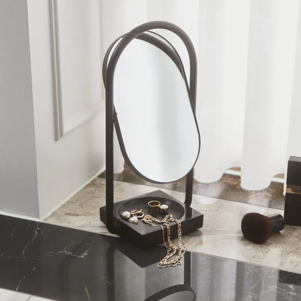 AYTM Angui bordspejl, sort, højde 35 cm, glas, marmor