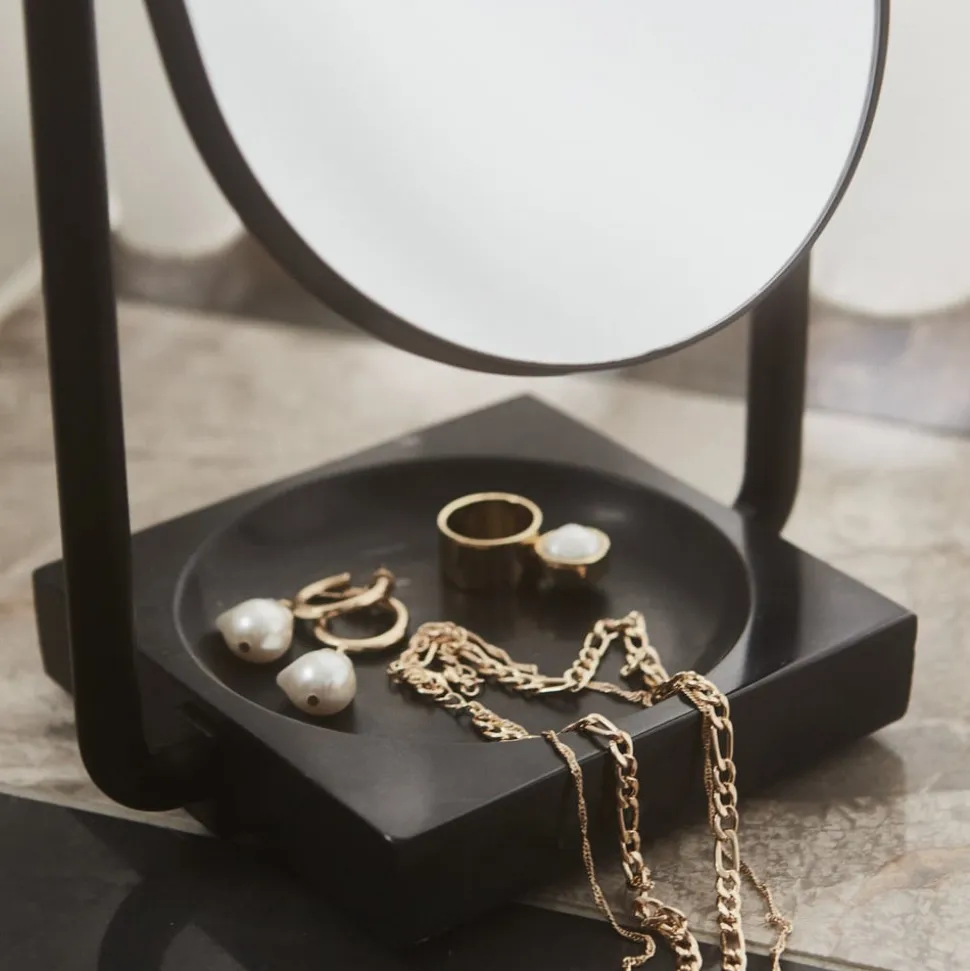 AYTM Angui bordspejl, sort, højde 35 cm, glas, marmor