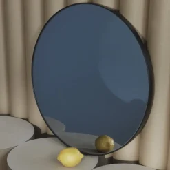 AYTM Circum-spejl, grå/sort, Ø 70 cm, glas, MDF-træ