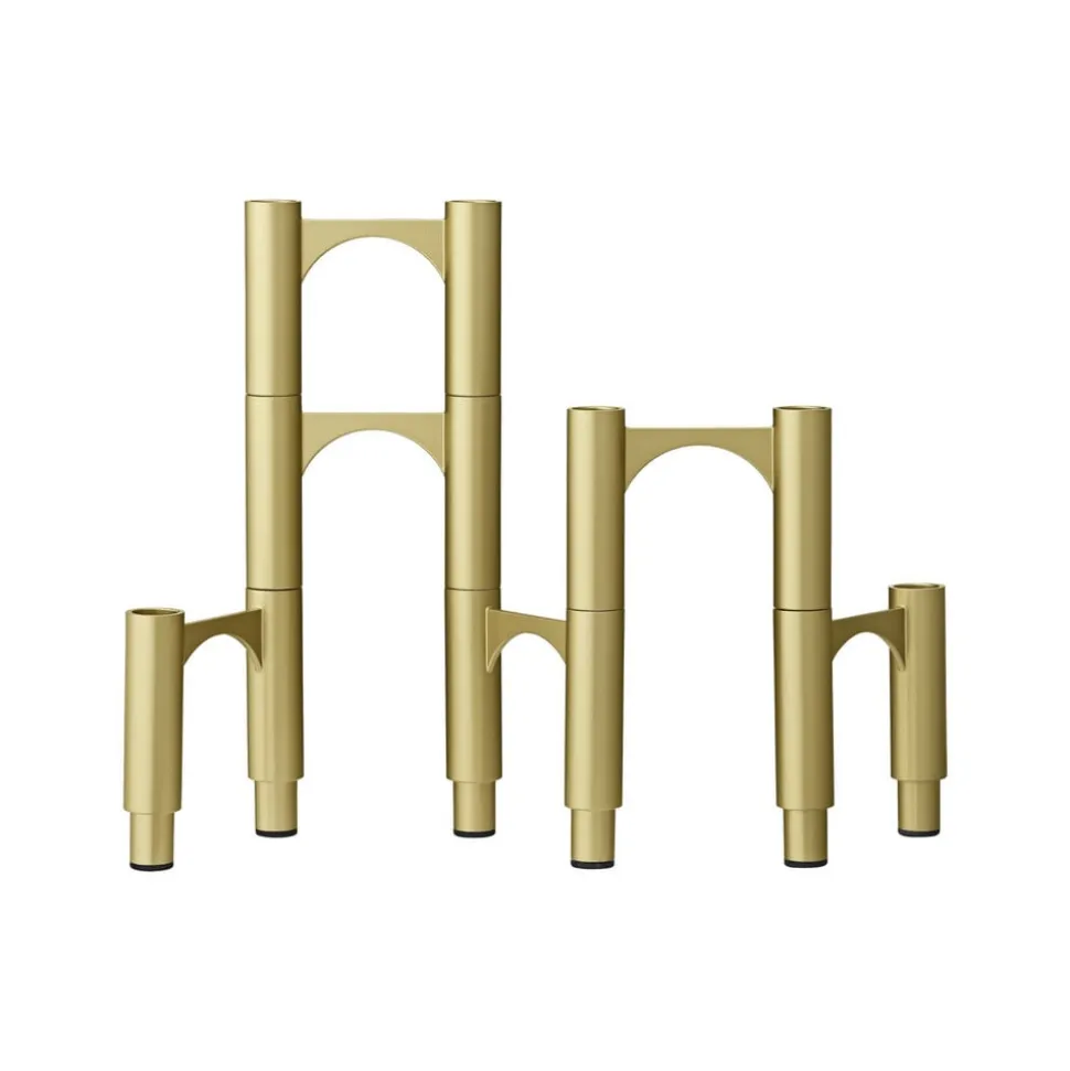 AYTM Compono lysestage, guld, h 12 cm, aluminium, sæt med 3 stk