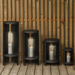 AYTM lygte Ora, sort, højde 28,2 cm, glas, aluminium