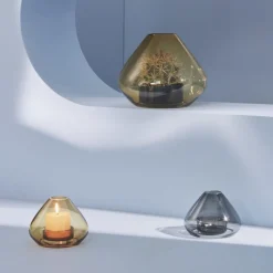 AYTM Lygte Uno, vase, rav, Ø 14 cm, højde 11 cm, glas