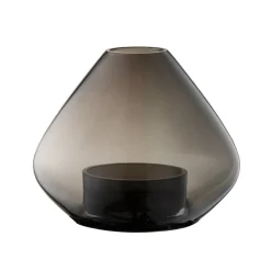 AYTM Lygte Uno, vase, røgfarvet grå, Ø 14 cm, højde 11 cm, glas