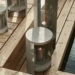 AYTM Ora lygte, gråbrun, højde 28,2 cm, glas, aluminium