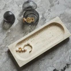 AYTM Regina skål, længde 40 cm, bredde 16 cm, travertin