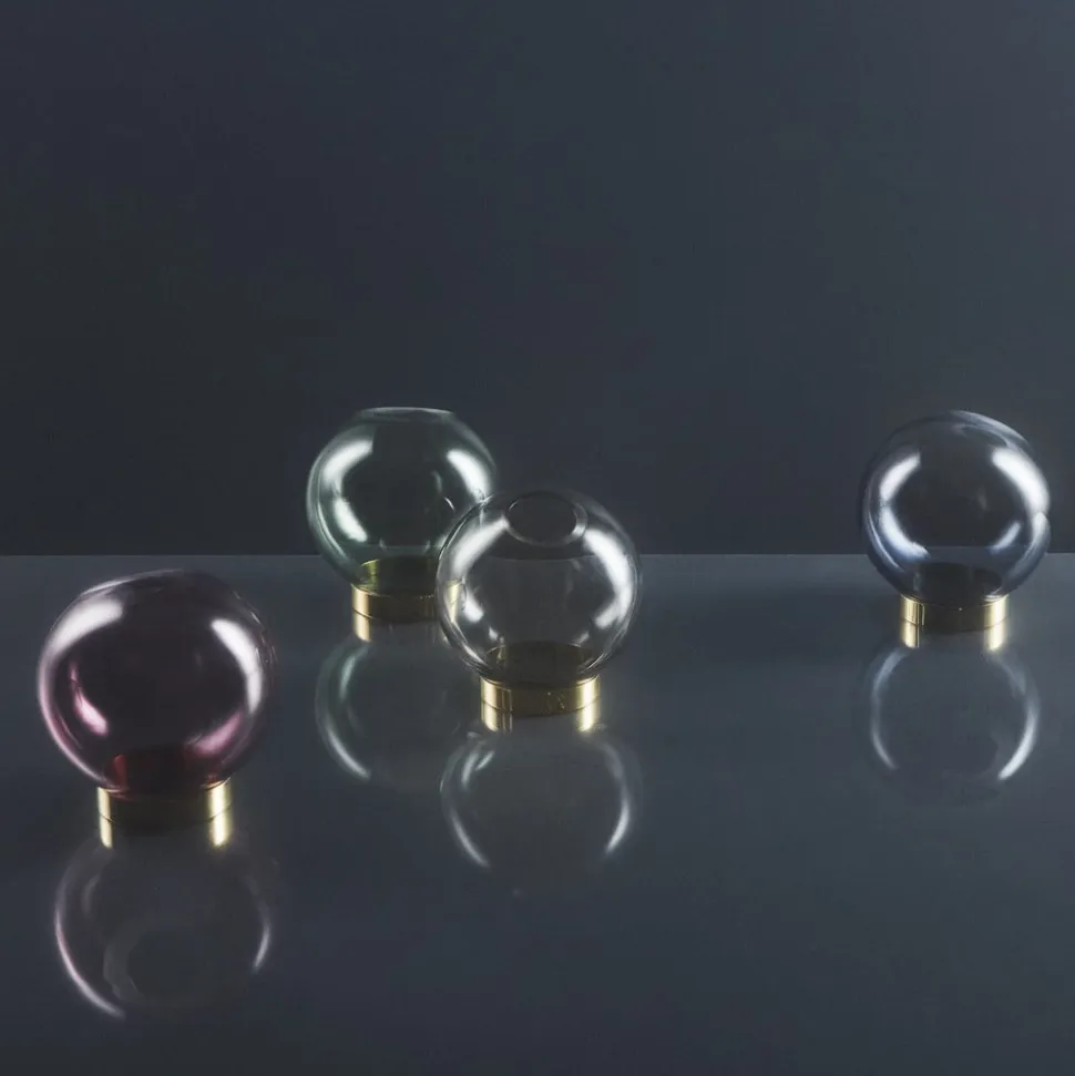 AYTM Vase Globe, Ø 17 cm, rosa / guldfarvet, glas, stål