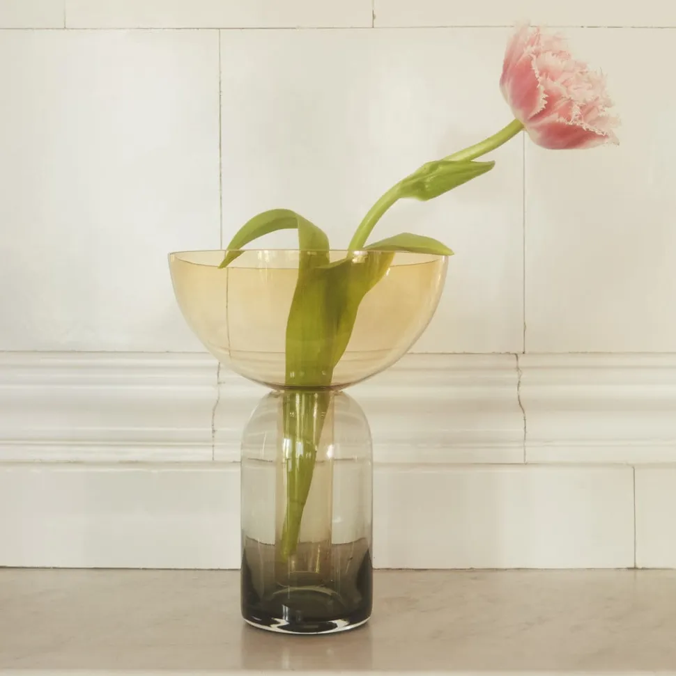 AYTM Vase Torus, ravfarvet, Ø 25 cm, højde 33 cm, glas