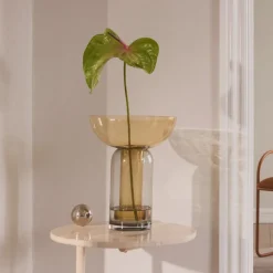 AYTM Vase Torus, ravfarvet, Ø 25 cm, højde 33 cm, glas