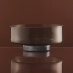 AYTM Volvi skål, røgfarvet grå, Ø 25 cm, glas, base, marmor