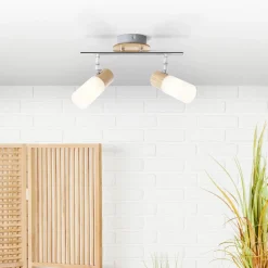 Babsan loftspot, længde 27,5 cm, lyst træ, 2 lyskilder.