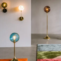 Ballroom gulvlampe, lilla, glas, mundblæst, dæmpbar