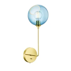 Ballroom Long væglampe, blå, glas, mundblæst