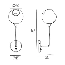 Ballroom Long væglampe, blå, glas, mundblæst