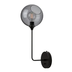 Ballroom Long væglampe, røggrå, glas, mundblæst