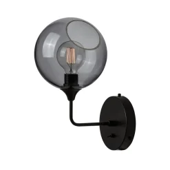 Ballroom Short væglampe, røggrå, glas, mundblæst