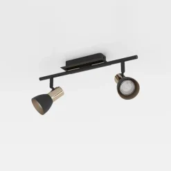 Barnham LED loftspot, længde 39,5 cm, sort/kobber