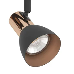 Barnham LED loftspot, længde 39,5 cm, sort/kobber