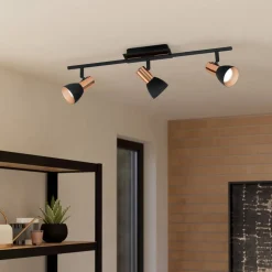 Barnham LED loftspot, længde 58,5 cm, sort/kobber