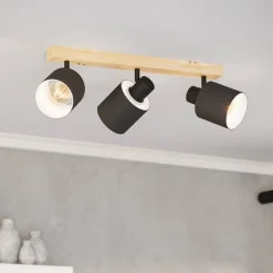 Batallas loftspot, længde 48 cm, sort/træ, 3 lyskilder.