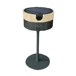 Bateak LED solcellebordlampe, sort / teakgrå, 2.700 K